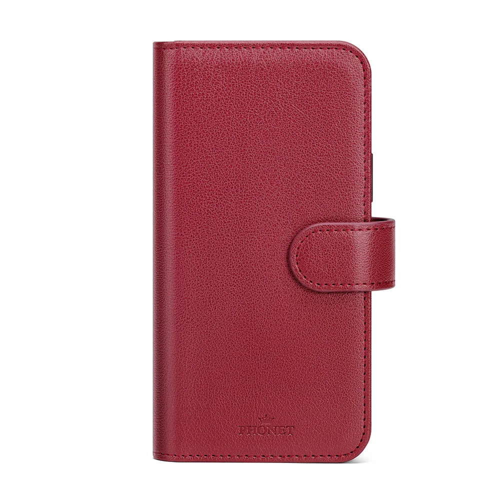 Phonet Plånbok Fodral med Magnet Skal för iPhone 12 / 12 Pro - Röd