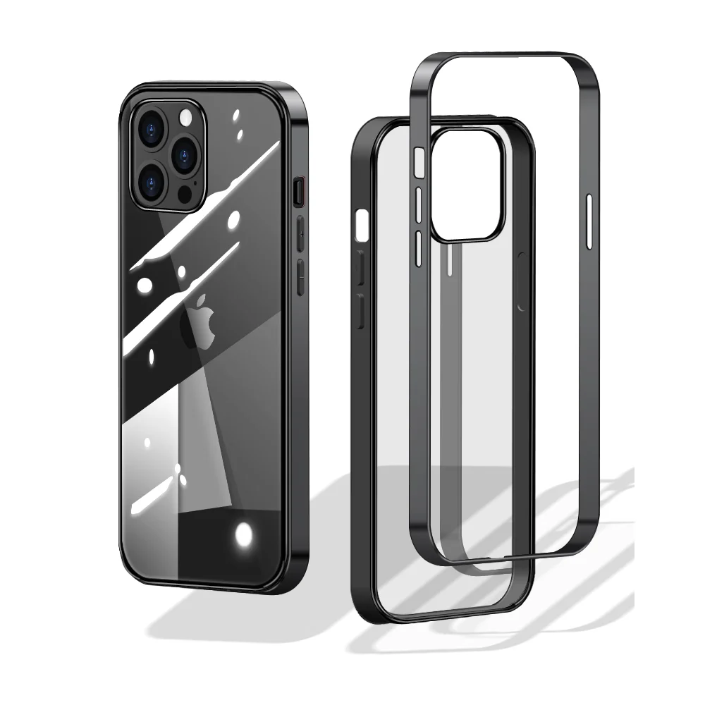 Phonet iPhone 13 Pro Max Mobilskal Transparent - Svart Ram