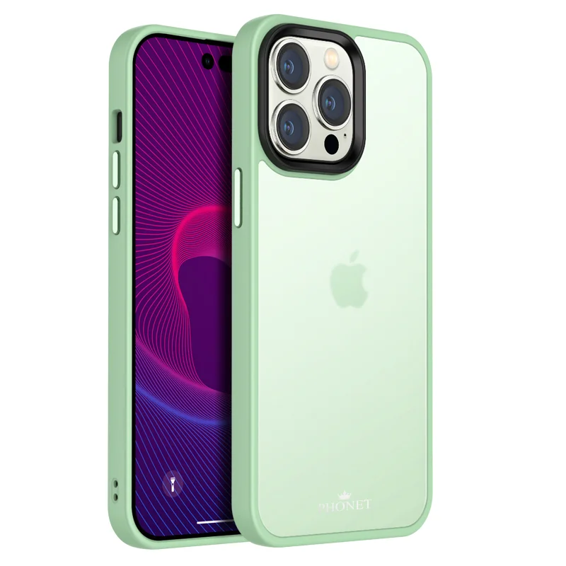 Matte Transparent Grön iPhone 14 Pro Mobilskal