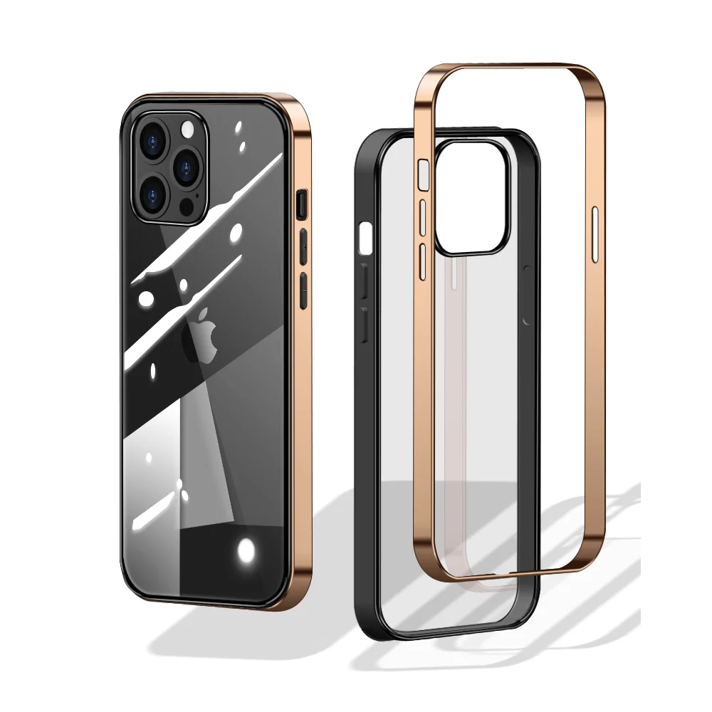 Phonet iPhone 13 Pro Max Mobilskal Transparent - Guld Ram