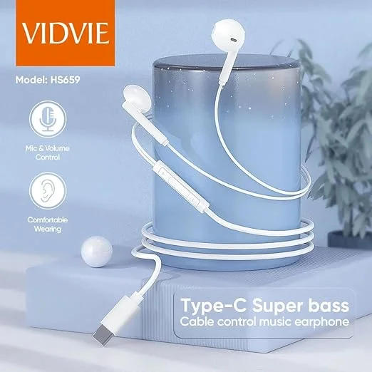 Vidvie Earphones Type-C med Mikrofon och Volymkontroll