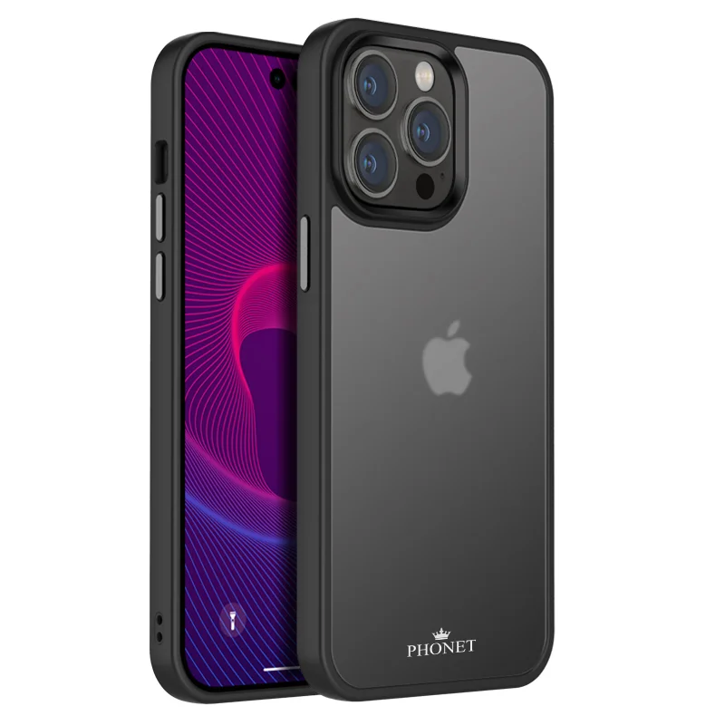 Phonet Transparent Skal för iPhone 15 Pro - Matte Svart