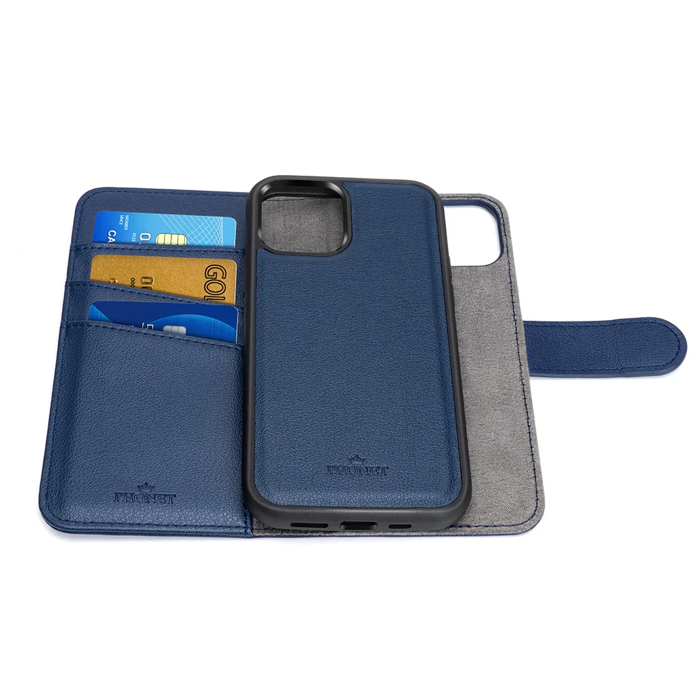 Phonet Plånbok Fodral med magnet Skal för iPhone 11 / iPhone XR - Blå