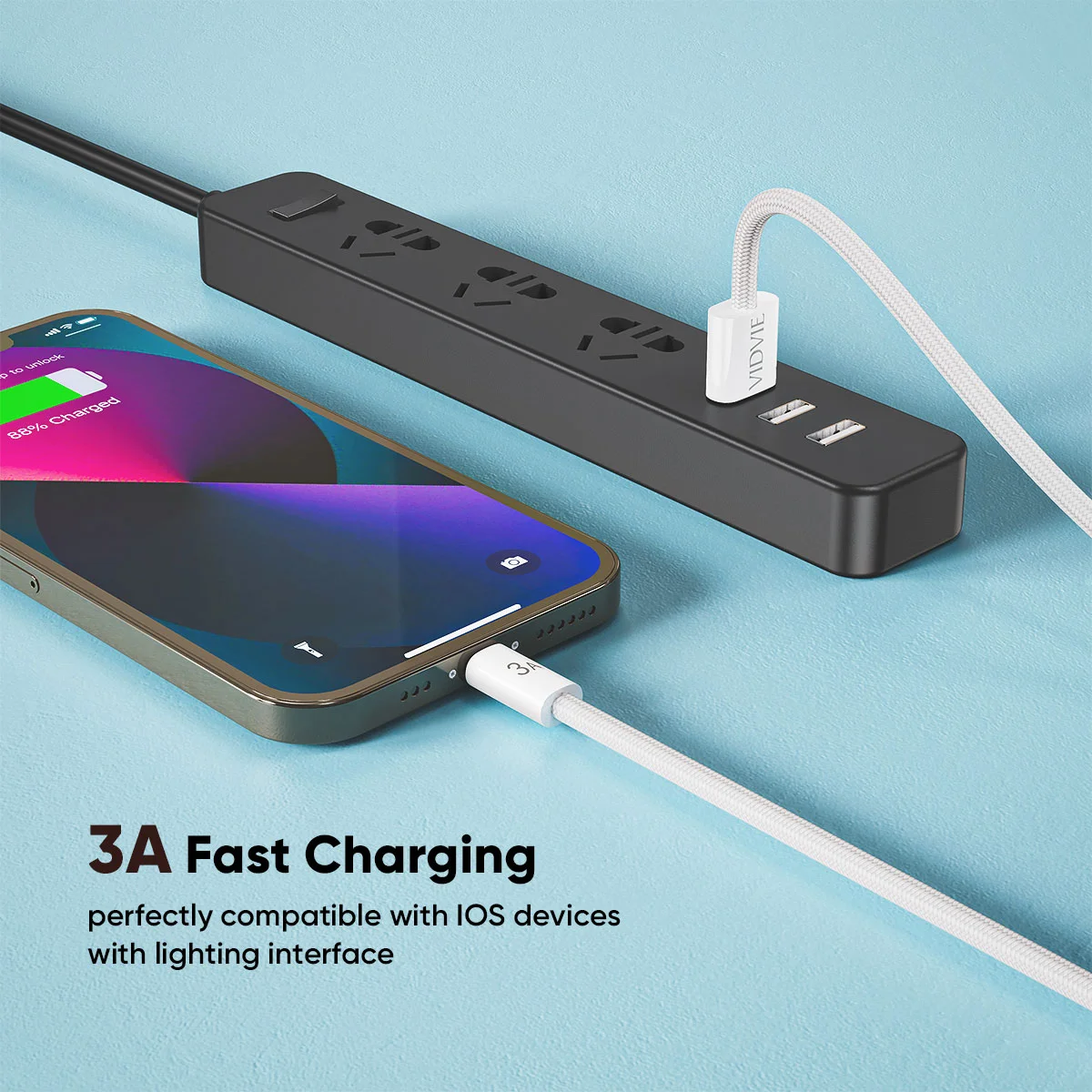 Vidvie – Premium USB-A till Lightning-kabel 120 CM