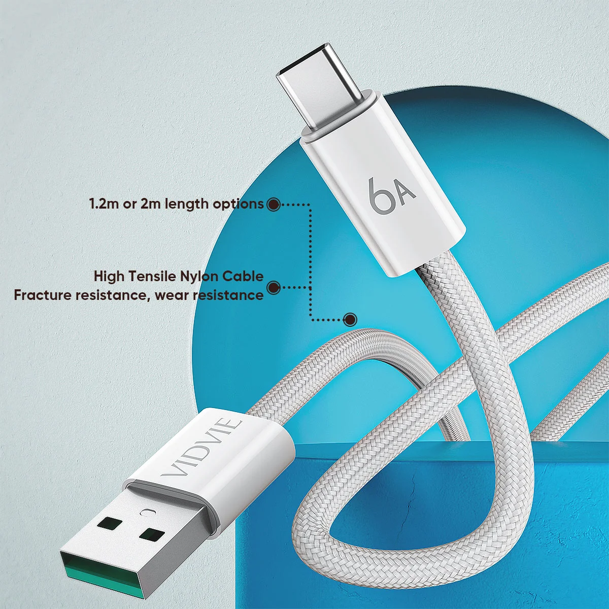 Vidvie – Premium USB-A till USB-C-kabel 200 CM