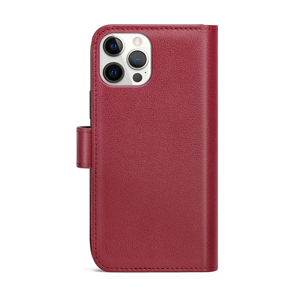 Phonet Plånbok Fodral med Magnet Skal för iPhone 12 / 12 Pro - Röd