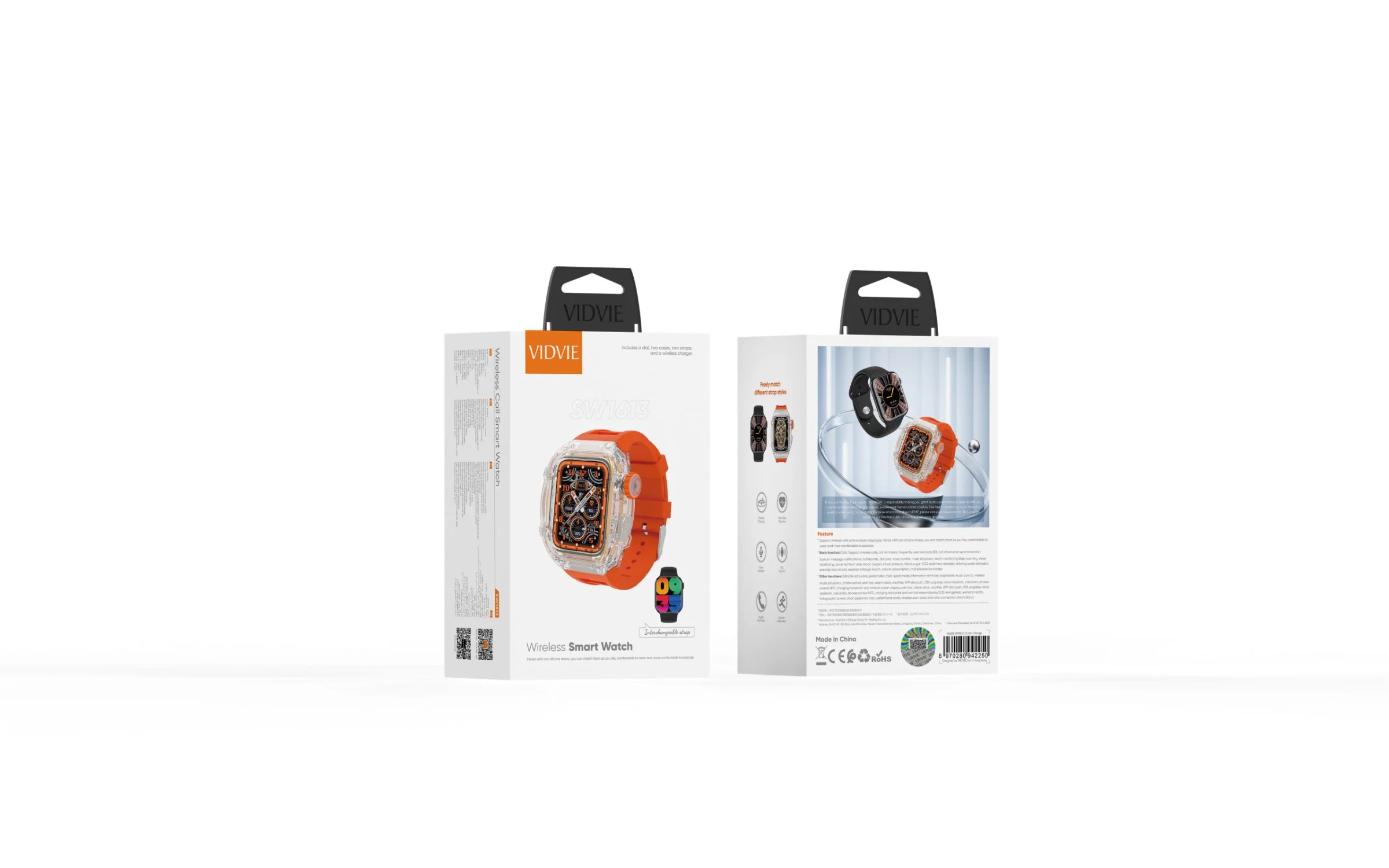 VIDVIE Orange Trådlös Smartklocka