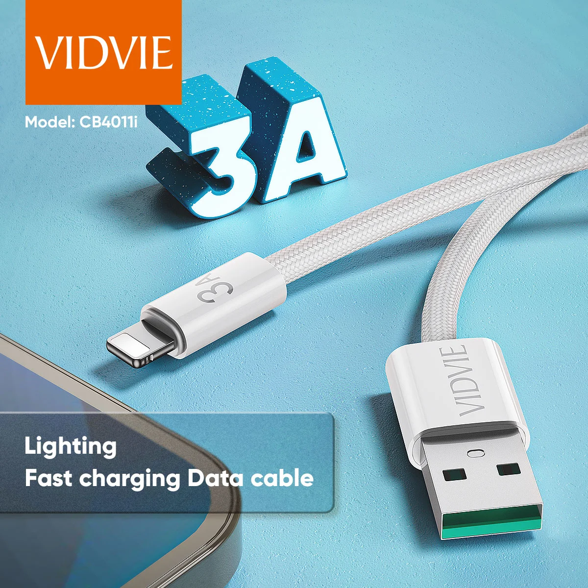 Vidvie – Premium USB-A till Lightning-kabel 120 CM